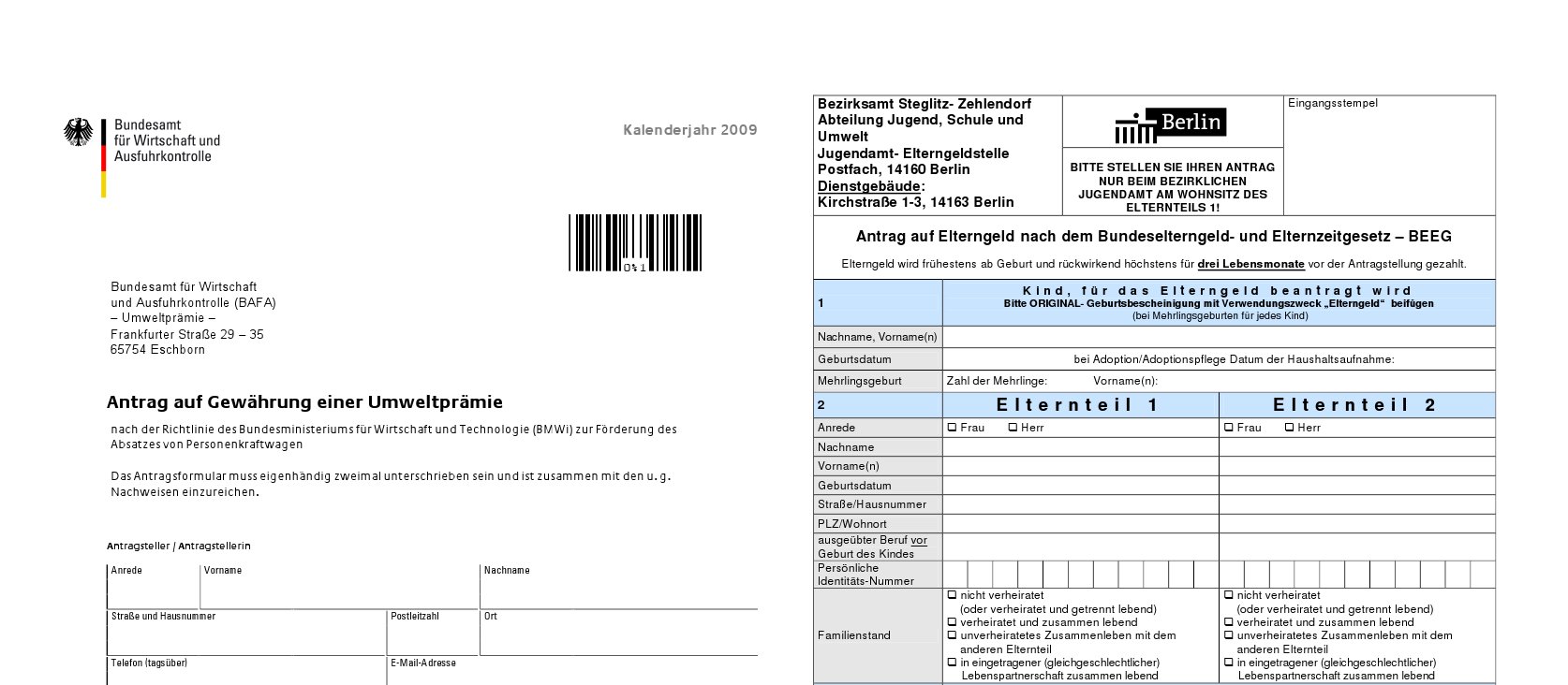 Elterngeld und Abwrackprämie