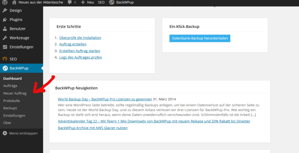 Wordpress Backup mit BackWPUp