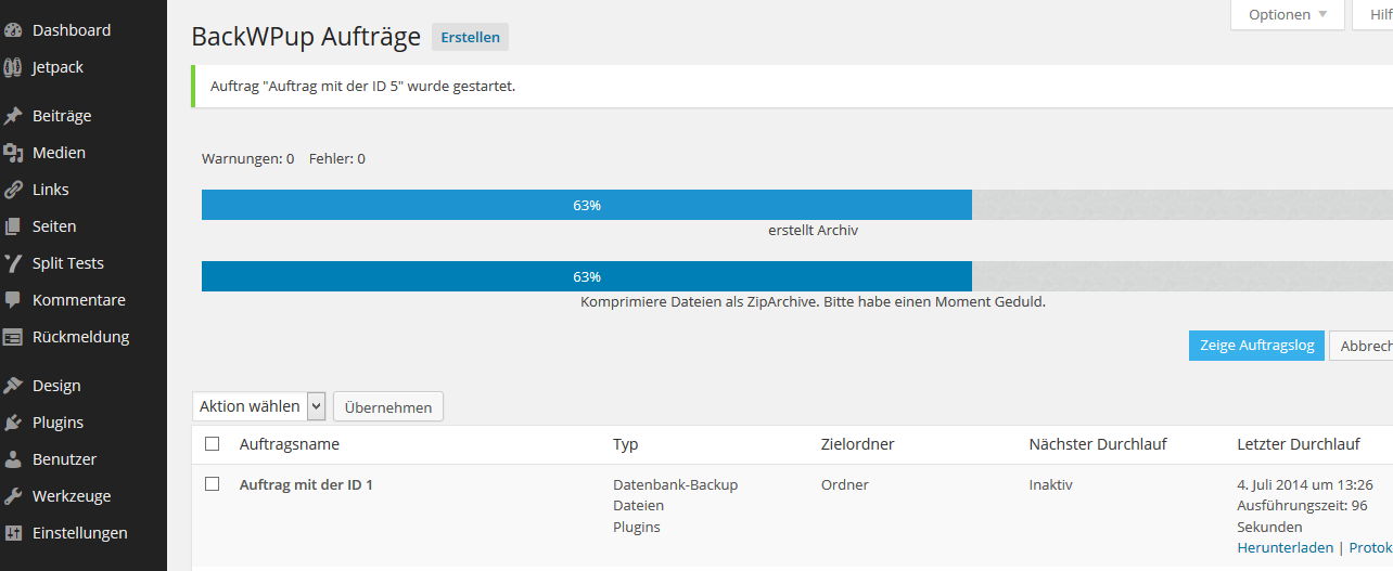 WordPress Backups mit dem PlugIn BackWPup