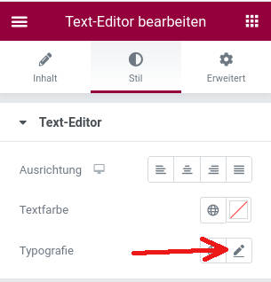 Schriftart Text festlegen - Elementor