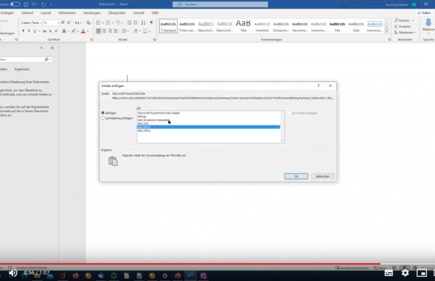 Powerpoint Folie in Word kopieren