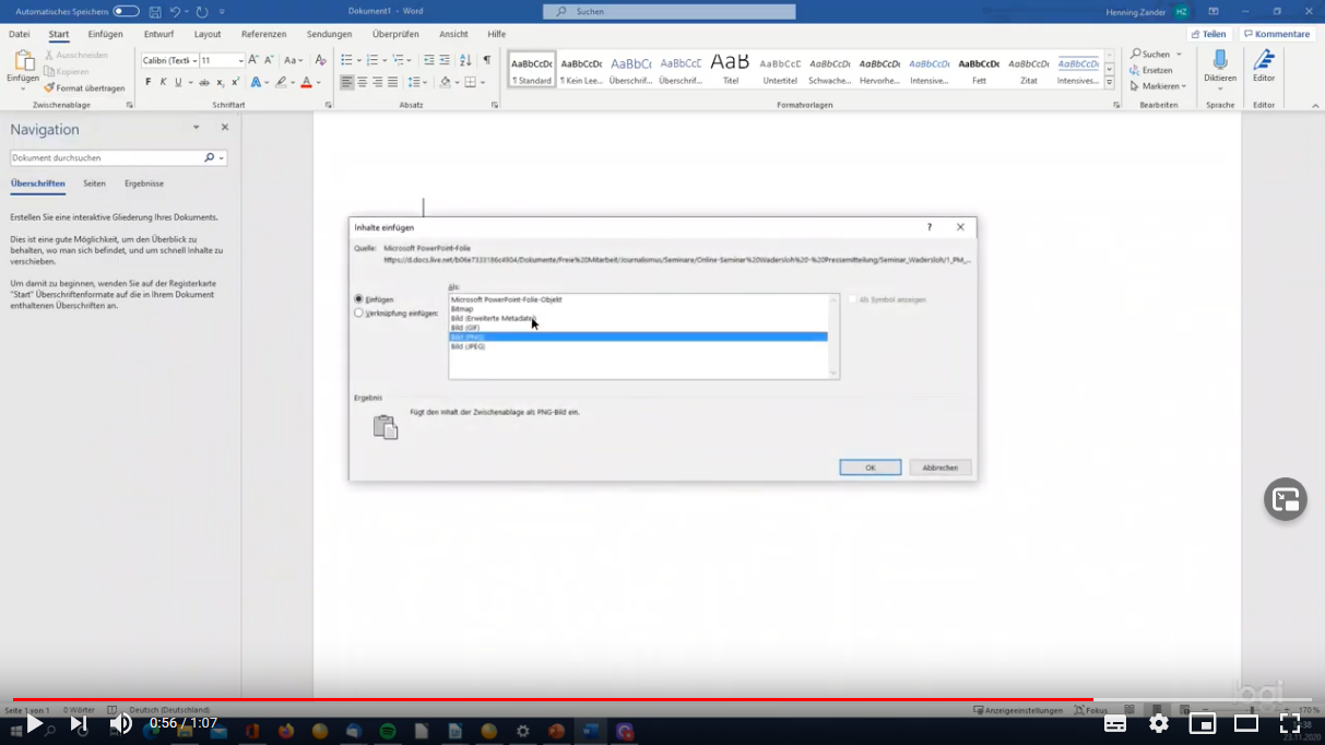 Powerpoint Folie in Word kopieren